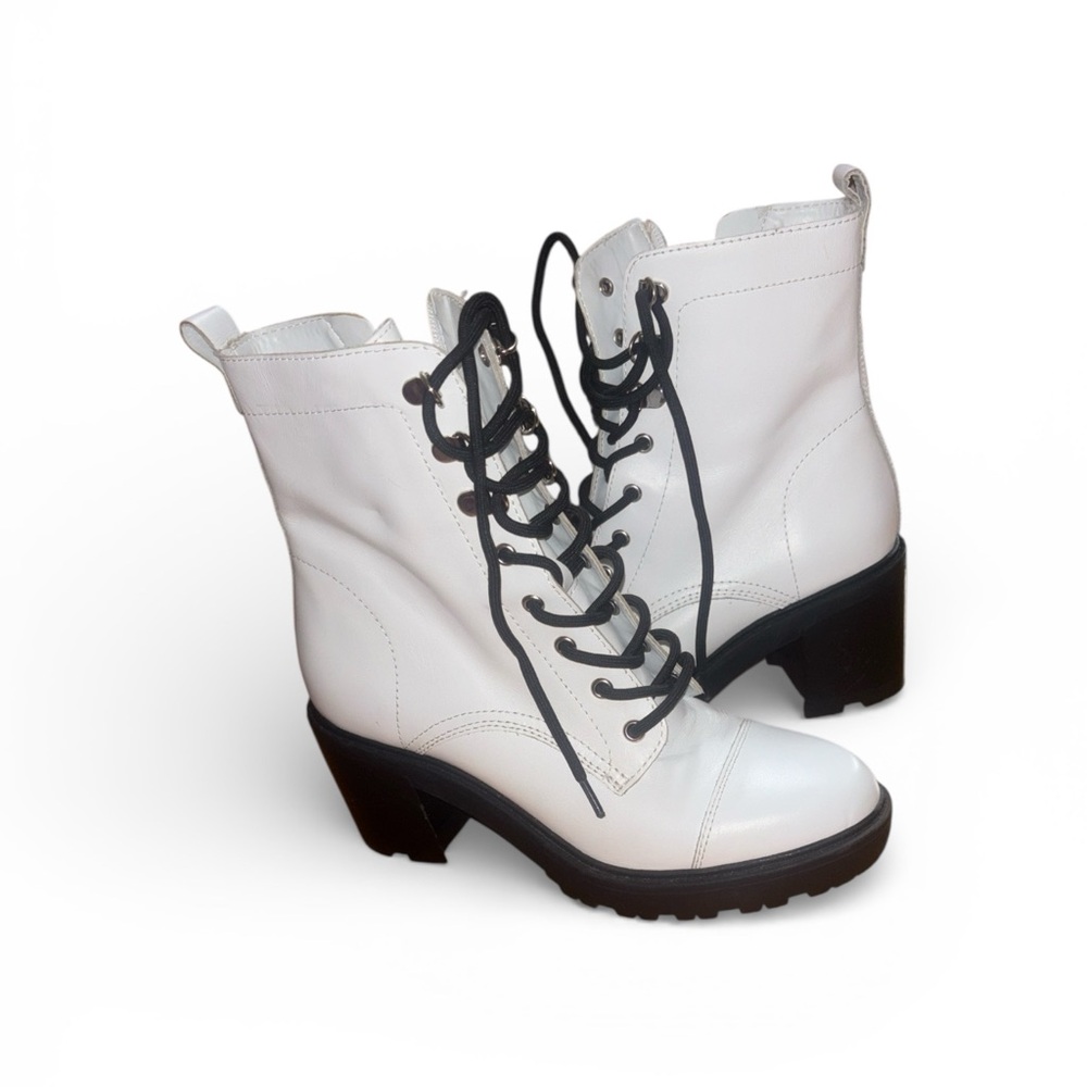 Marc Fisher White Lace-Up Boots